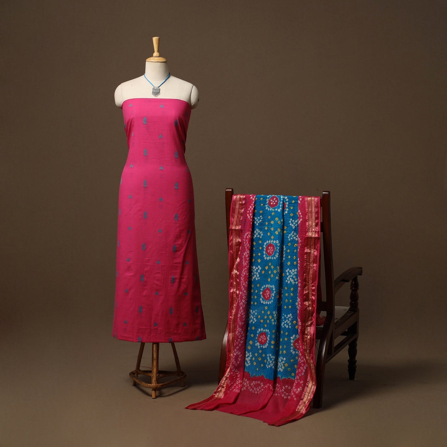 Jacquard weave cotton 2pc unstitched dress material