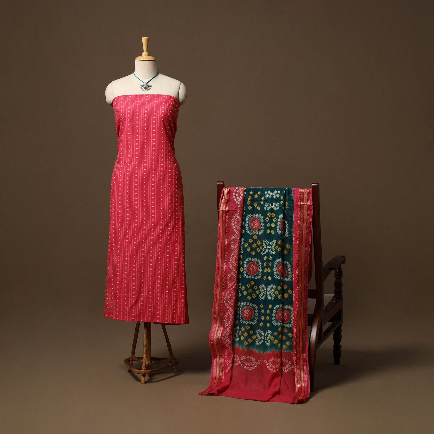 Jacquard weave cotton 2pc unstitched dress material