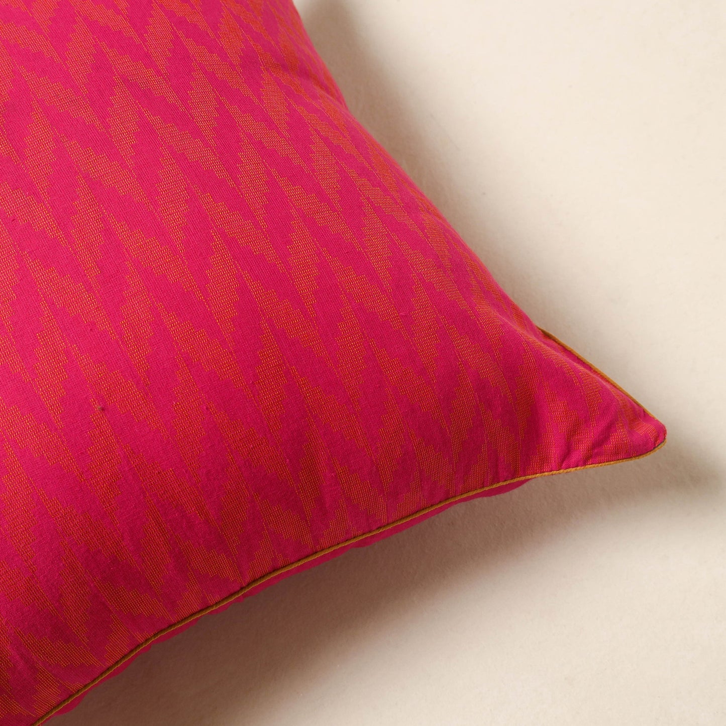 Pink - jacquard weave cotton cushion cover 13 - handcrafted