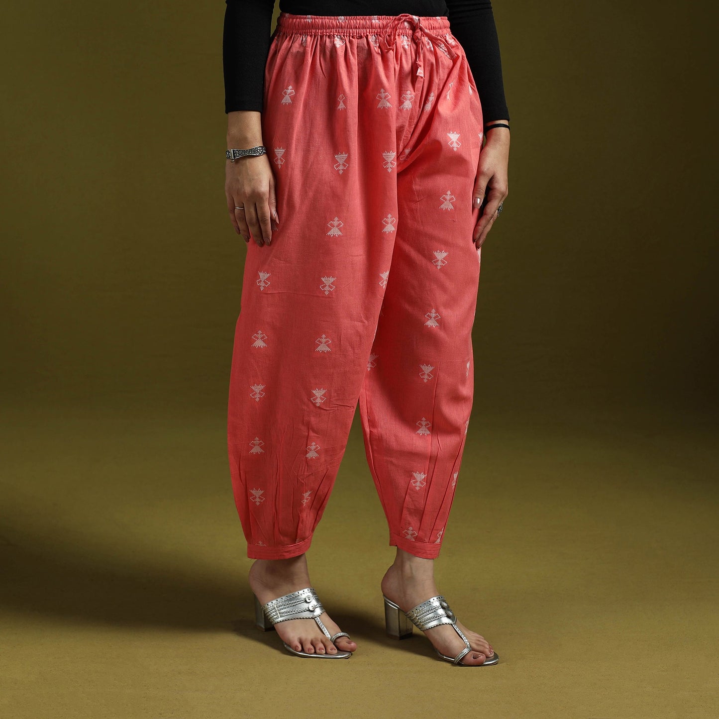 Jacquard weave cotton elasticated afghani salwar 03
