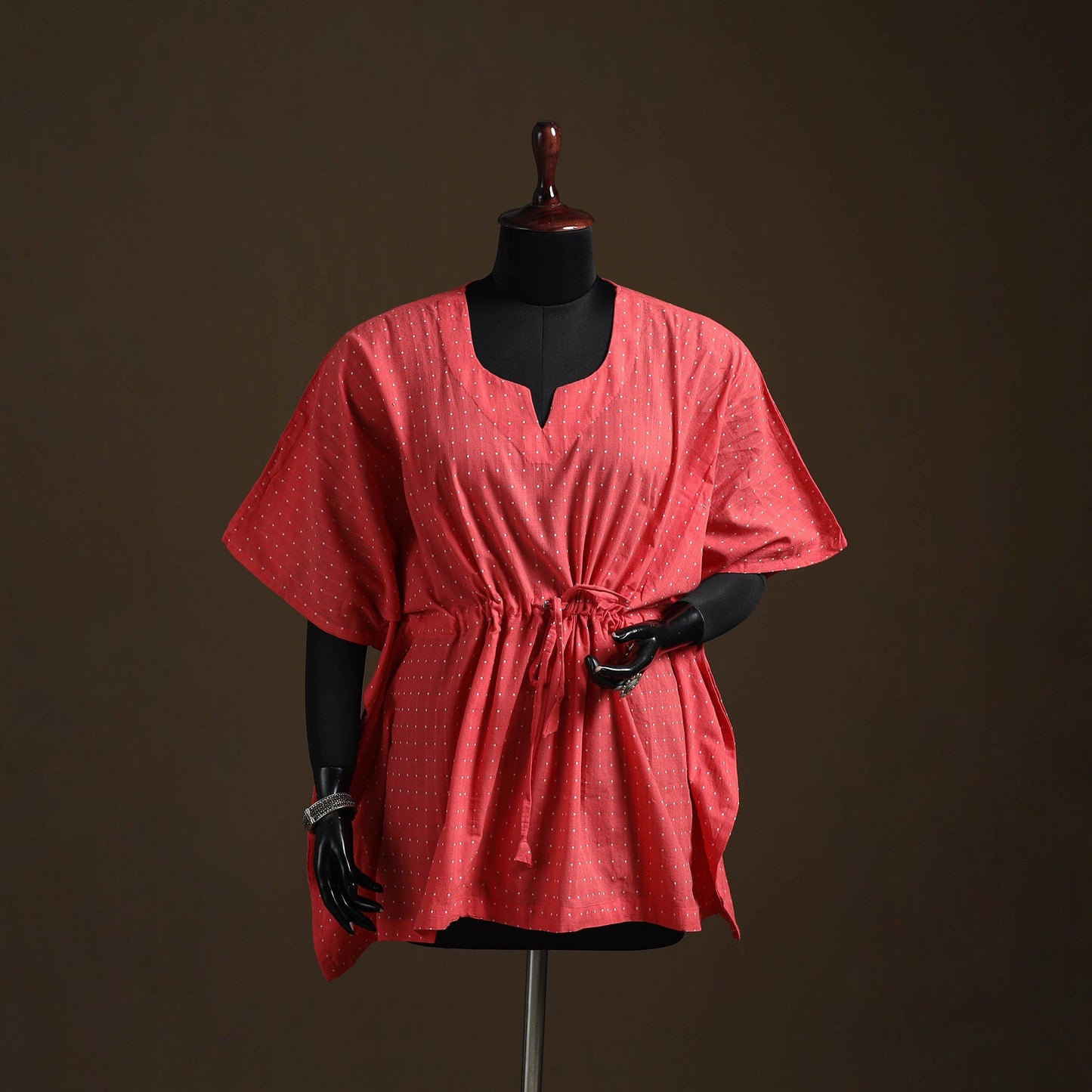 Jacquard weave cotton kaftan (short) 06 - handcrafted