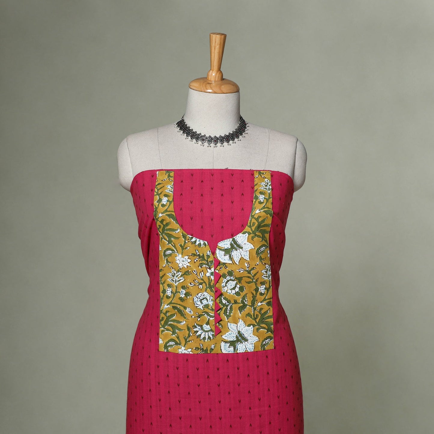 Jacquard weave cotton patchwork unstitched kurta material