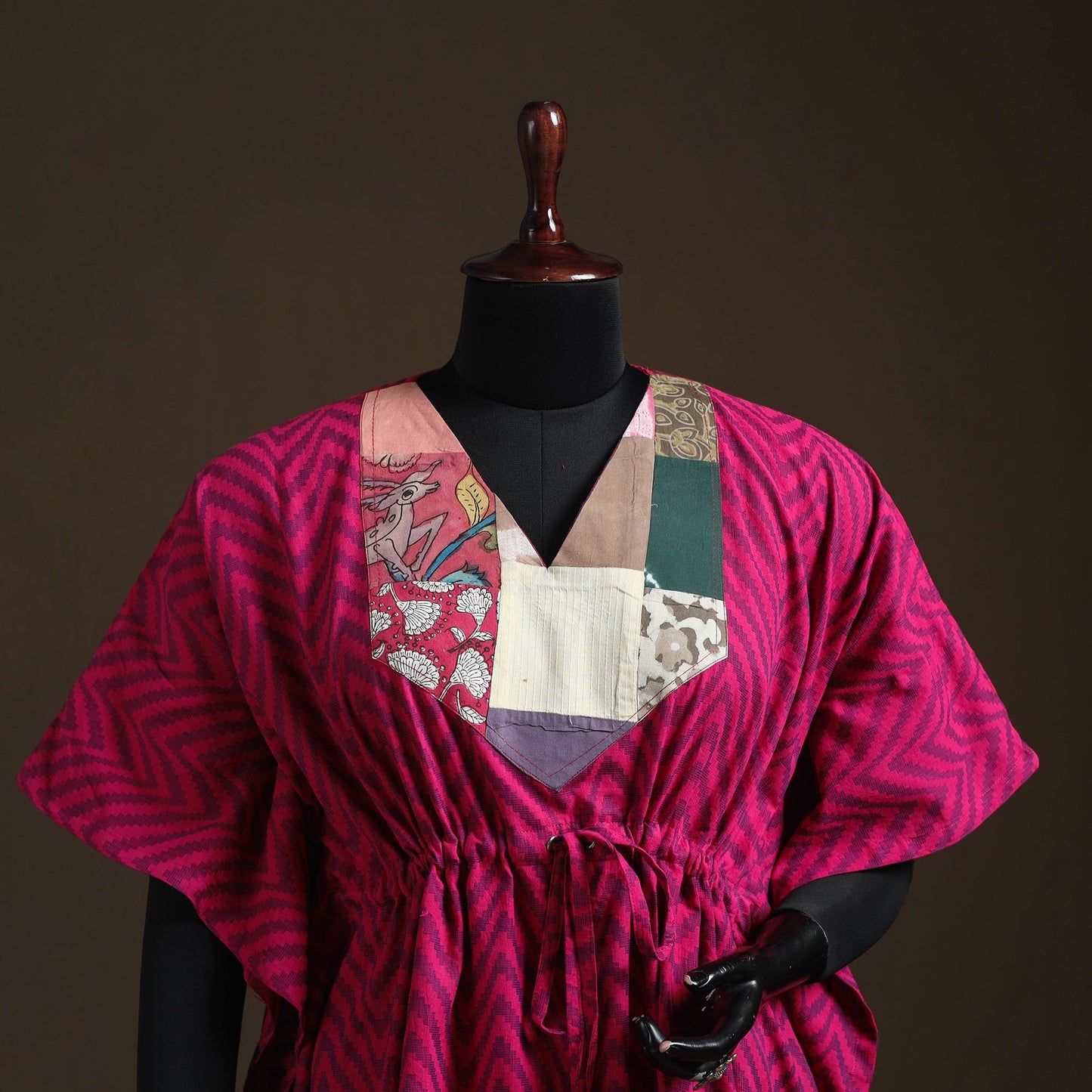 Jacquard weave patchwork cotton kaftan (short) 08