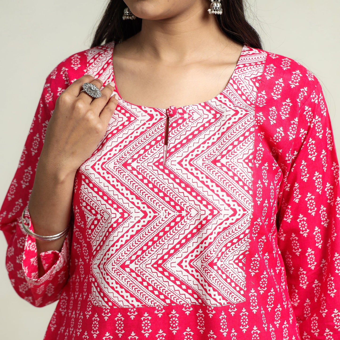 Buy Jaipur Printed Cotton Kurta with Palazzo & Dupatta Set Online at iTokri.com