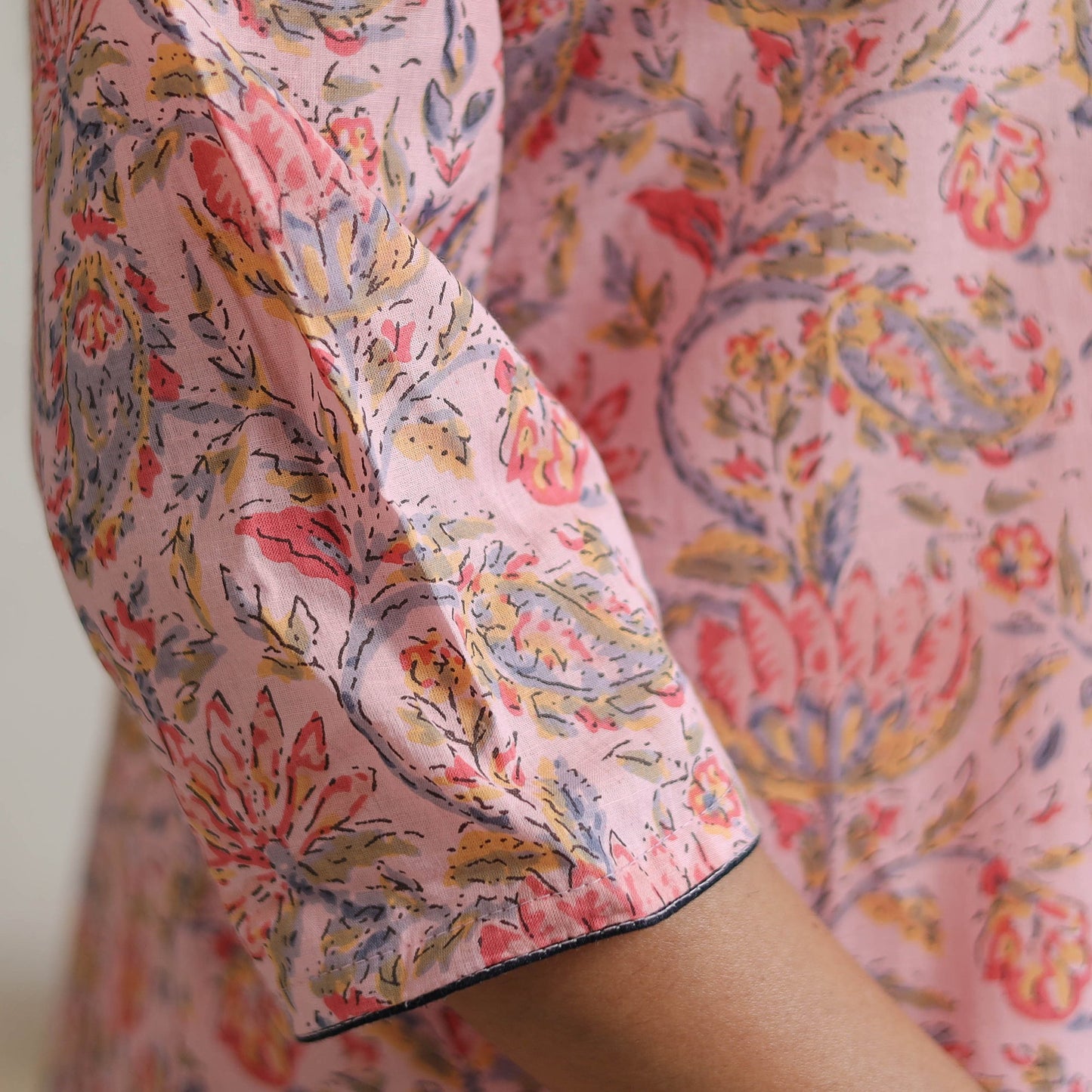 Buy Pink Jaipur Printed Cotton A-Line Kurta Online
