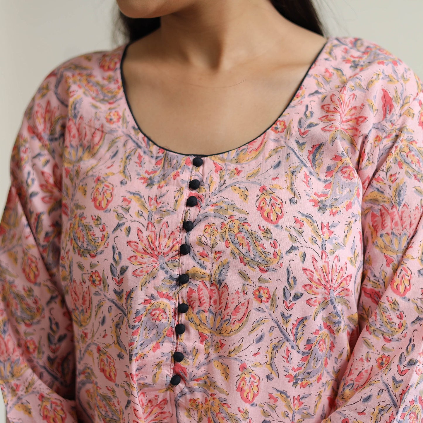 Buy Pink Jaipur Printed Cotton A-Line Kurta Online