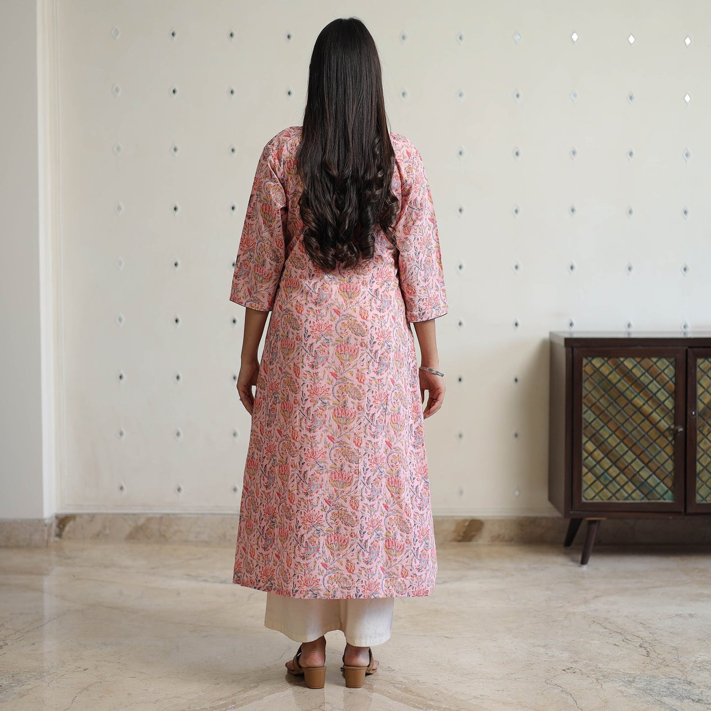 Buy Pink Jaipur Printed Cotton A-Line Kurta Online