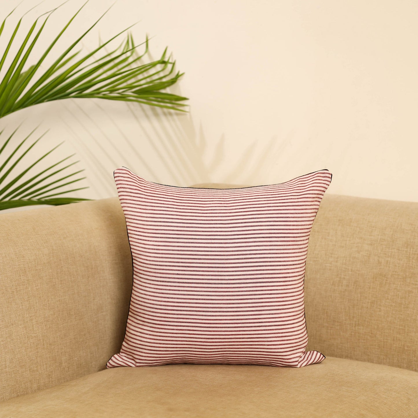 Pink Jhiri Handloom Cotton Cushion Cover