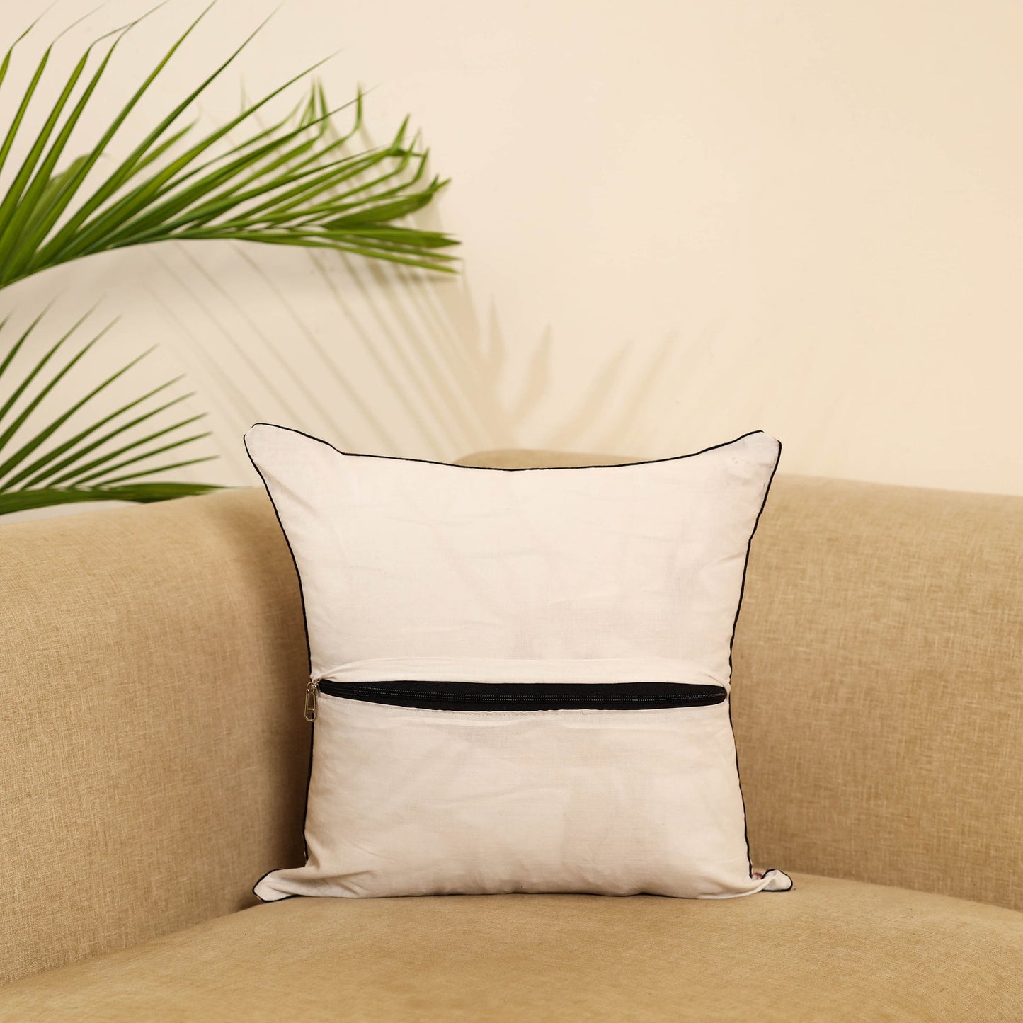 Pink Jhiri Handloom Cotton Cushion Cover