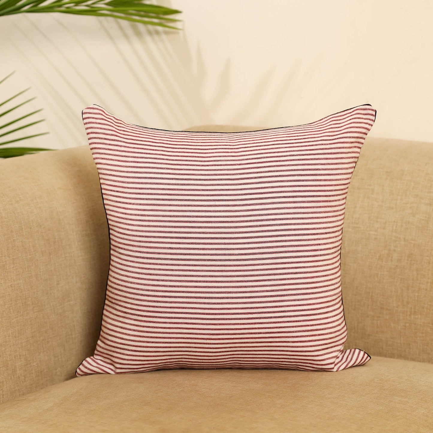 Pink Jhiri Handloom Cotton Cushion Cover