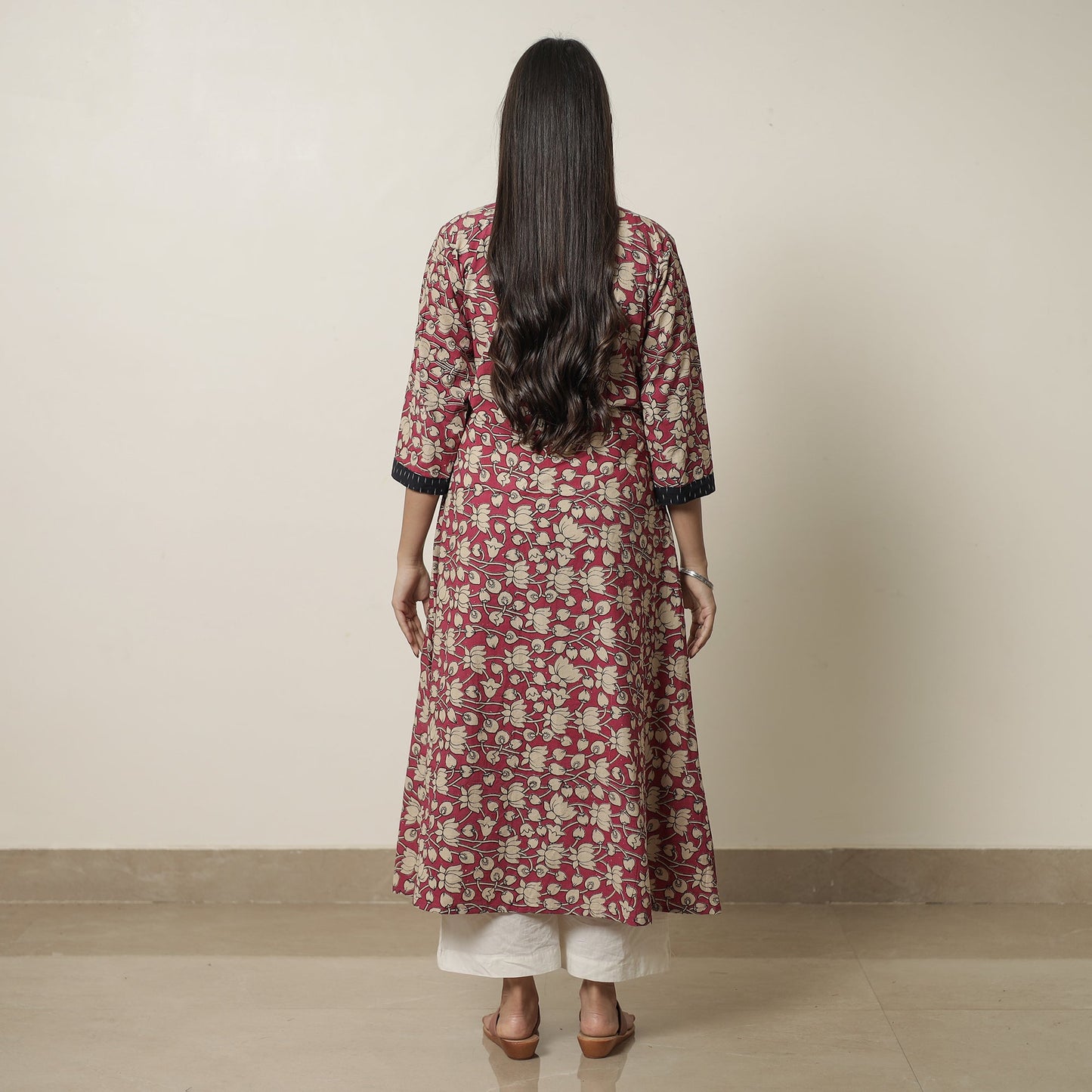 Kalamkari Printed Cotton A-Line Kurta For Women