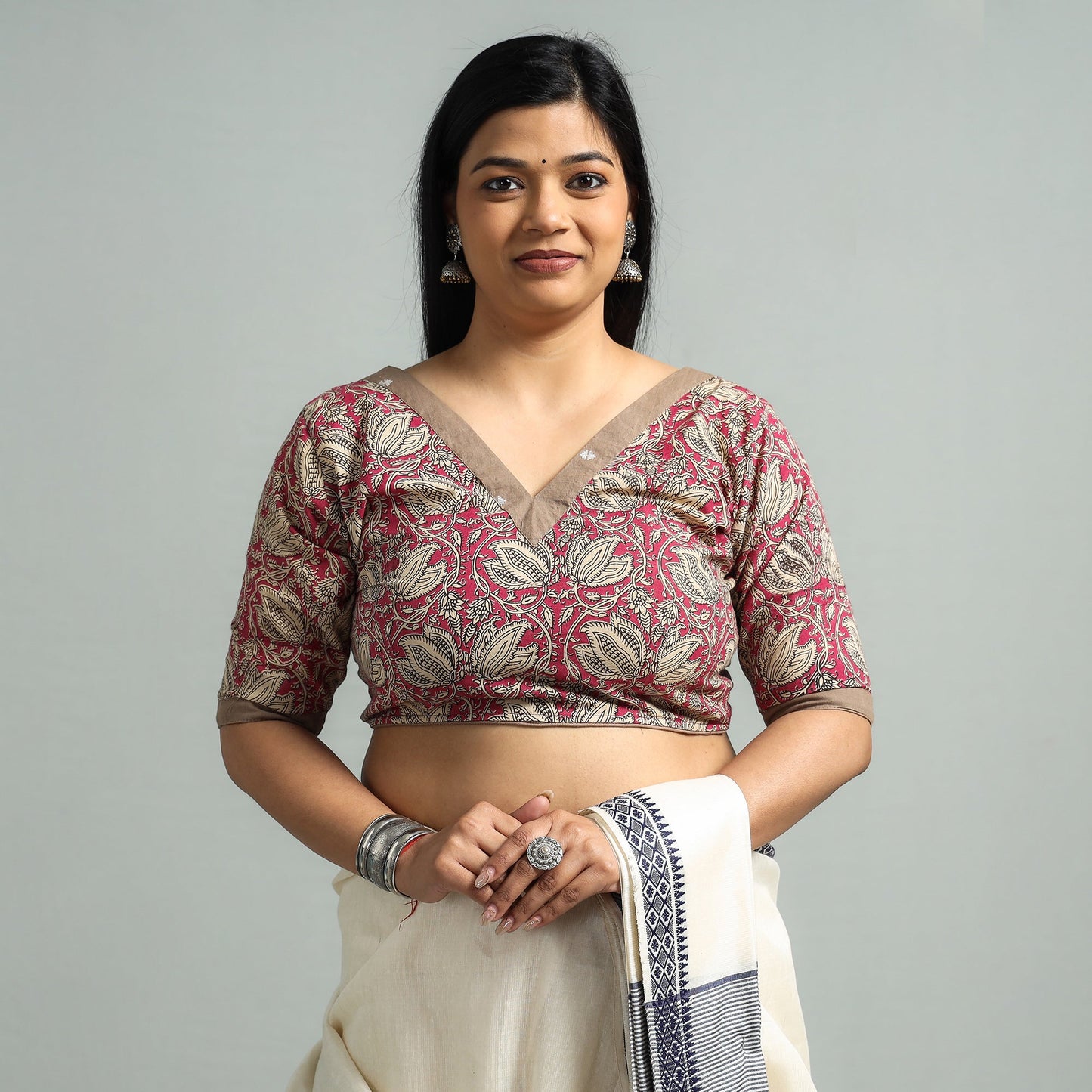 Buy Kalamkari Printed Cotton Stitched Blouse