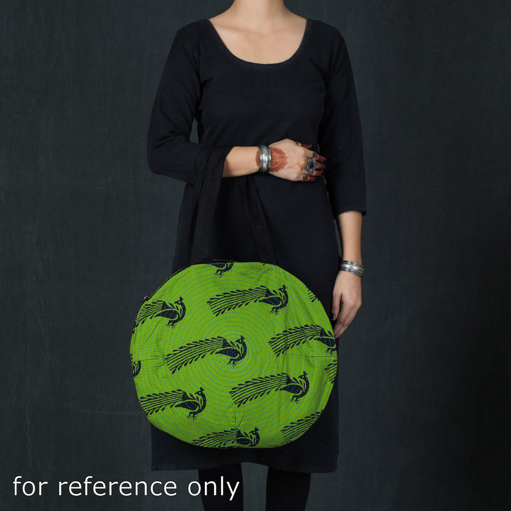 Kantha Work Block Print Cotton Shoulder Bag