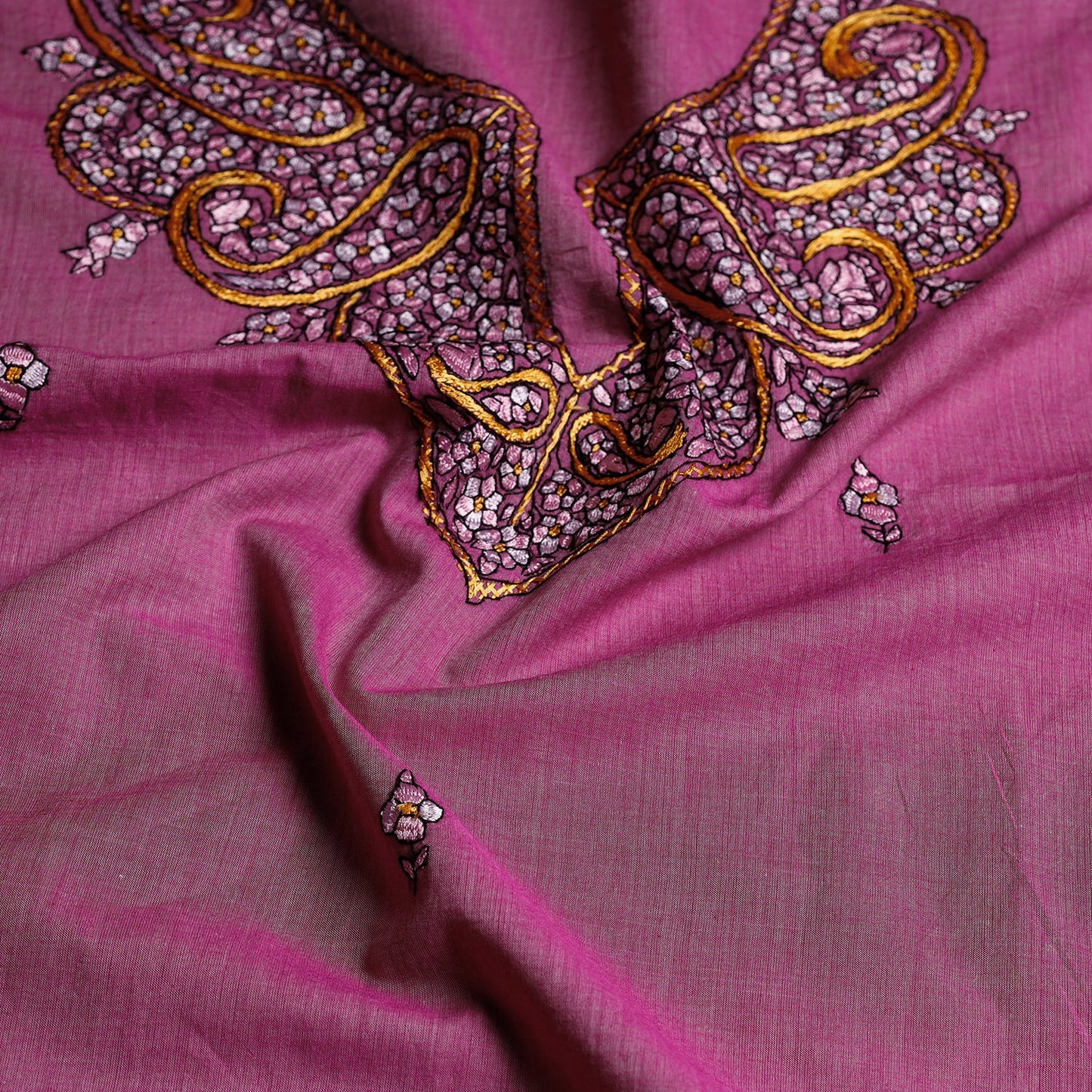 Kashidakari Hand Embroidery Pure Mangalagiri Cotton Kurta Material