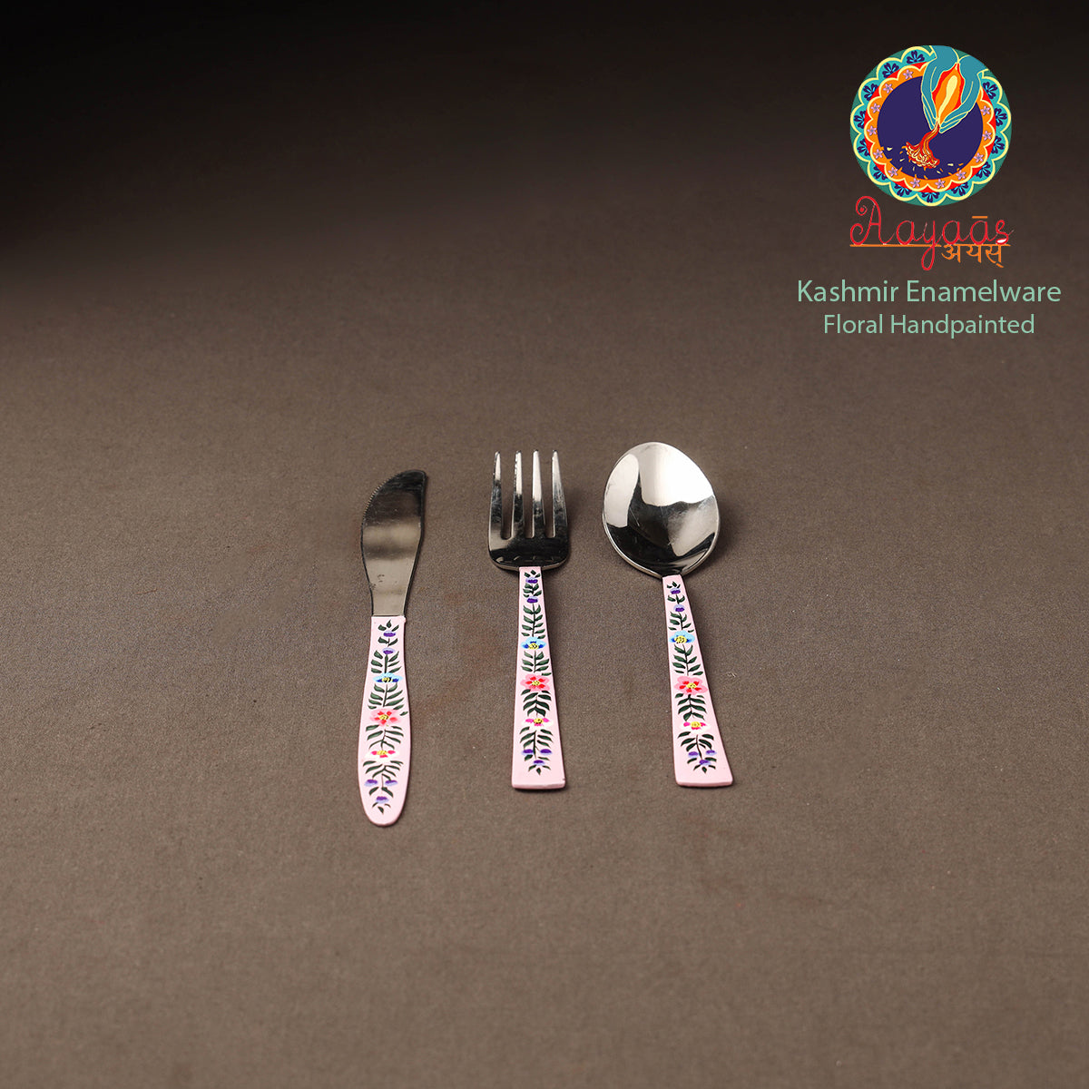 Kashmir enamelware floral handpainted stainless steel