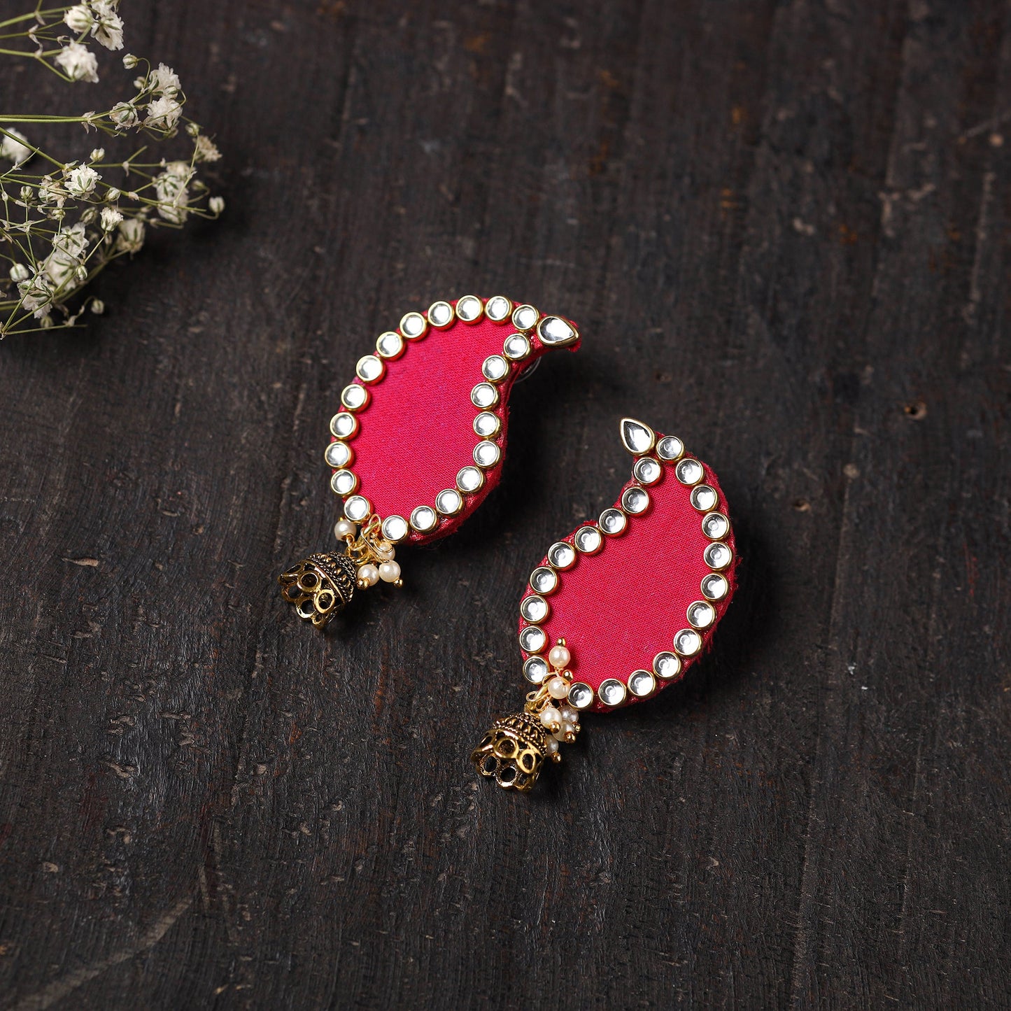 Buy Kavya Stone Work Fabart Earrings