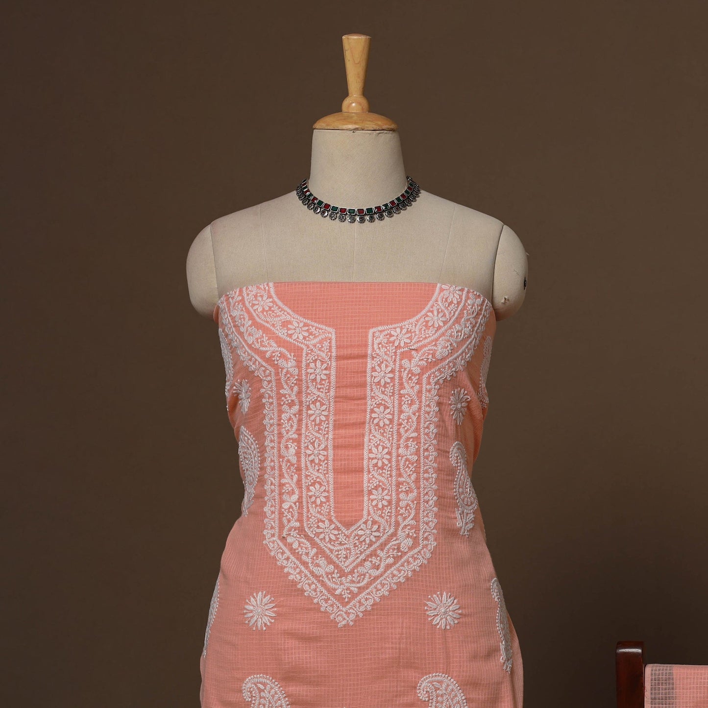 Kota doria cotton chikankari hand embroidered 2pc