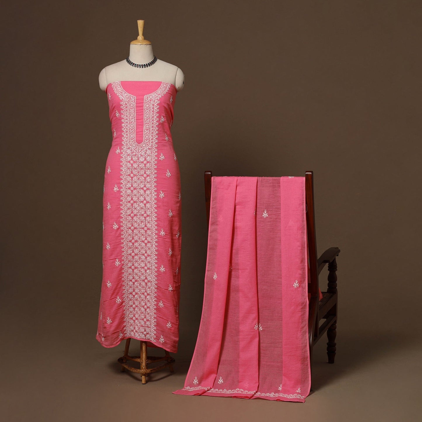 Kota doria cotton chikankari hand embroidered 2pc