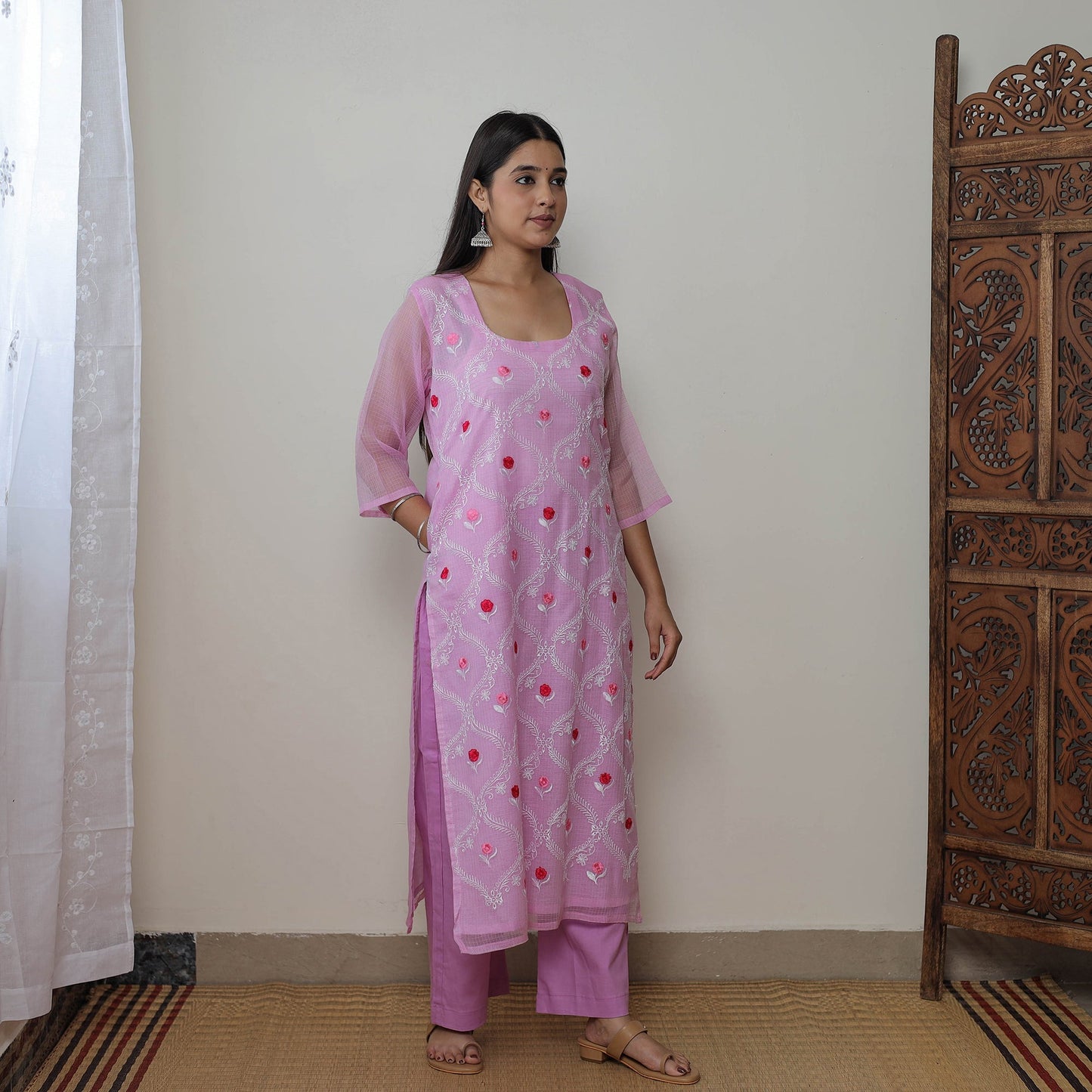 Kota Doria Embroidered Suit Set – Buy Online