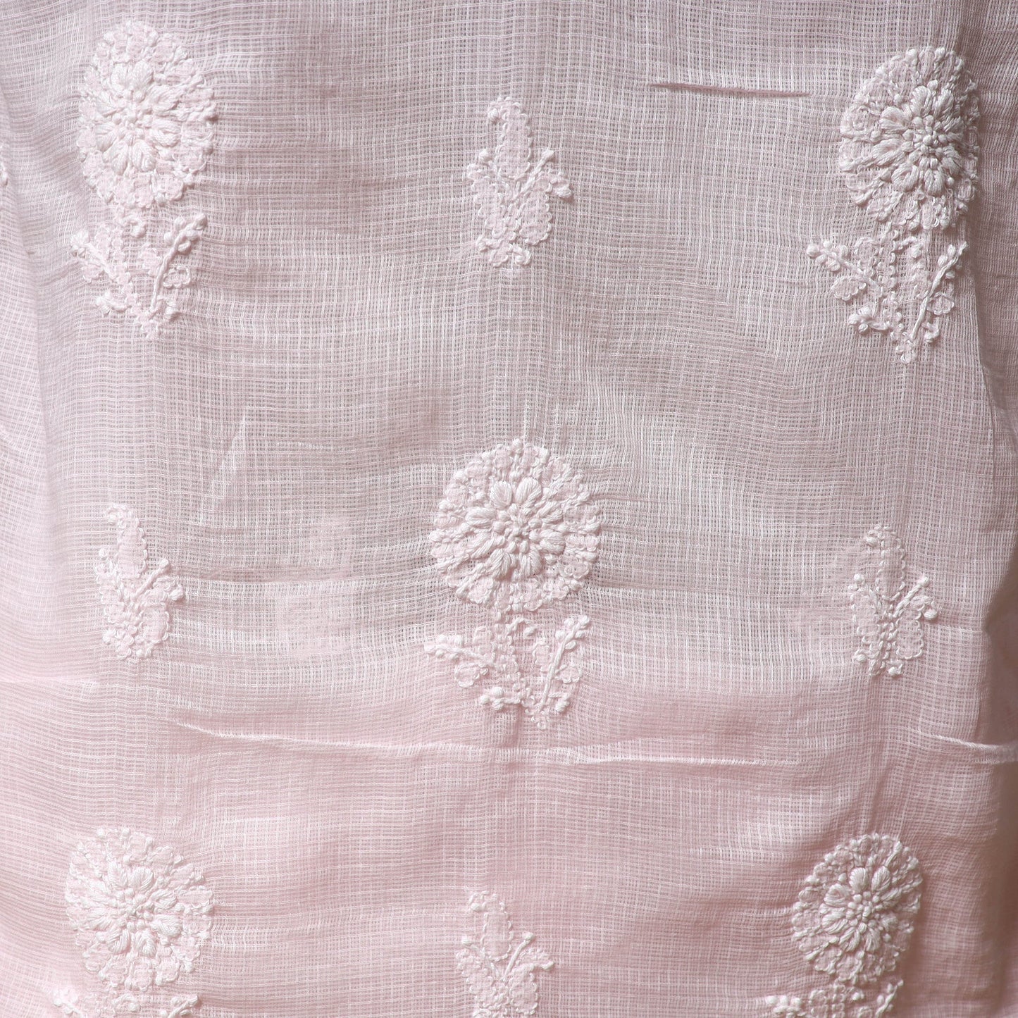 Pink - kota doria cotton lucknow chikankari 2pc unstitched