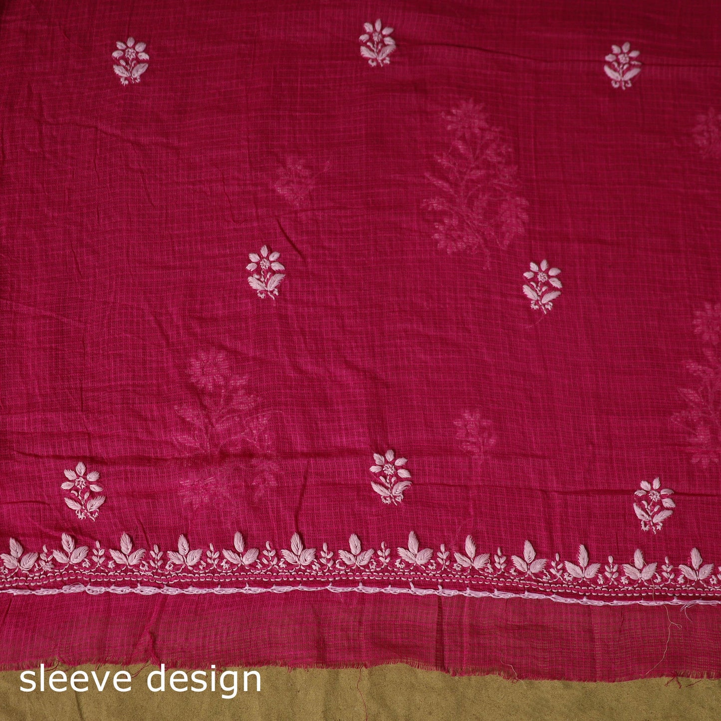 Pink - kota doria cotton lucknow chikankari 2pc unstitched