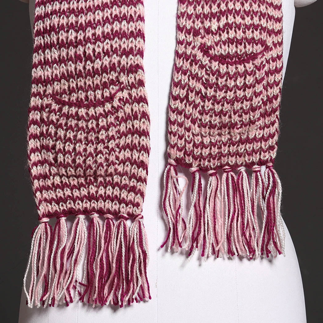 Kumaun Hand Knitted Woolen Muffler with Pockets