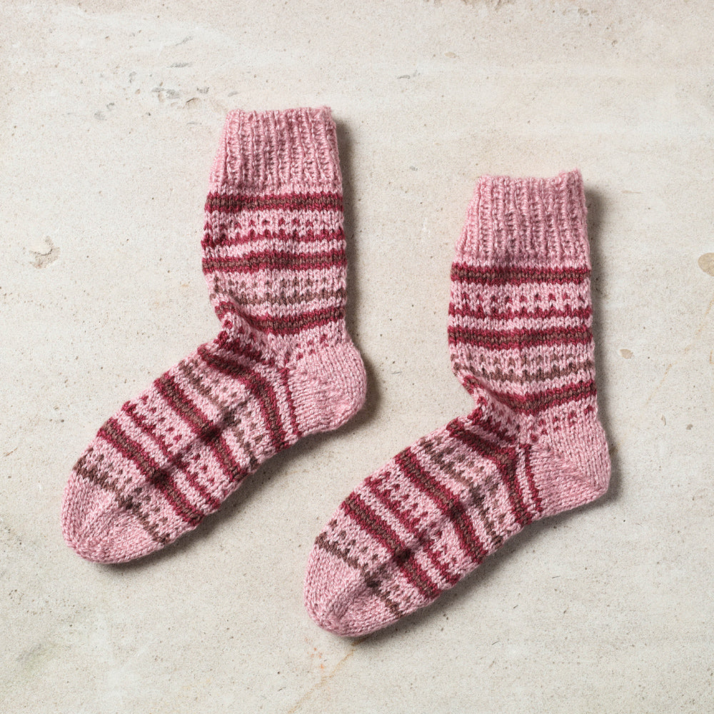 Pink Kumaun Hand Knitted Woolen Socks - Kids