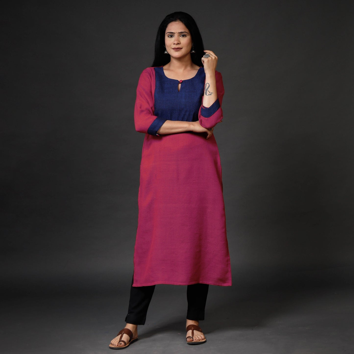 Buy Kumaun Handwoven Merino Woolen Long Kurti Online at iTokri,com