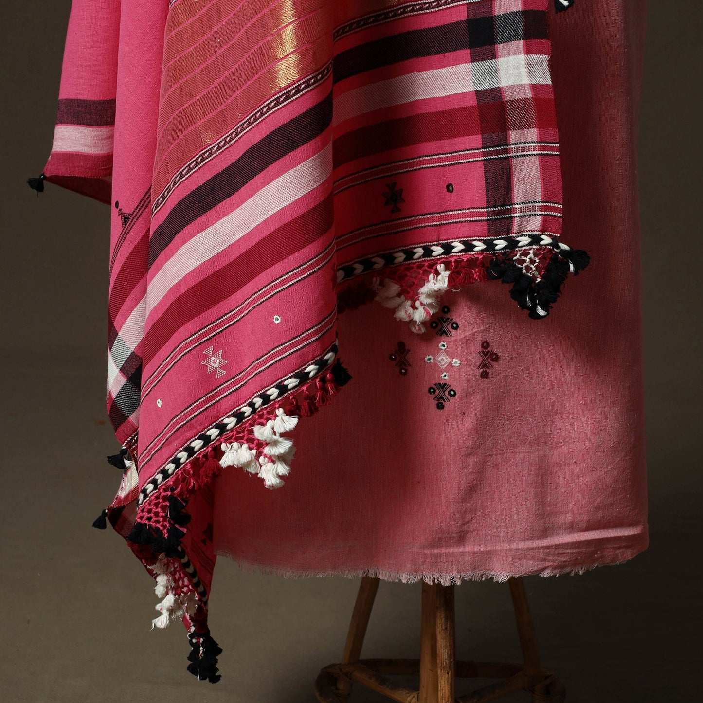 Kutch bhujodi handloom kala cotton 3pc unstitched dress