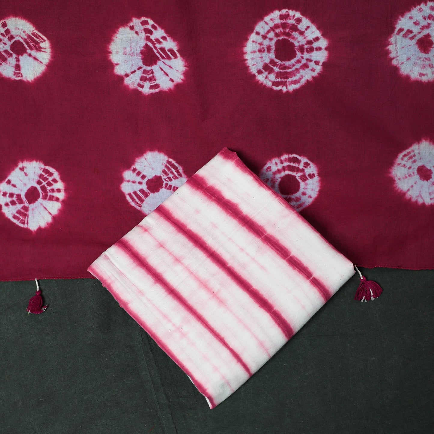Kutch hand embroidered mirror work clamp dyed cotton