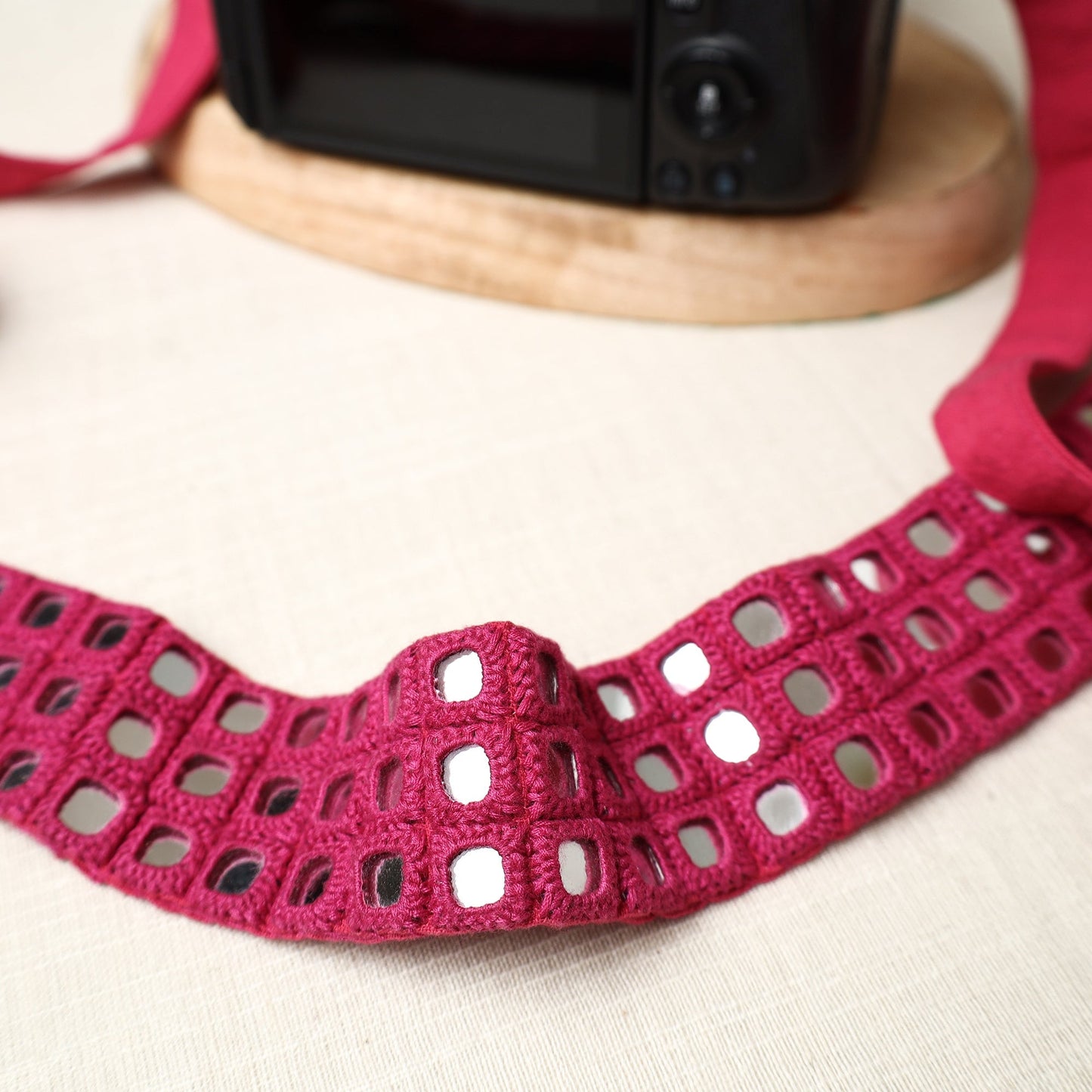 Mirror Work Kutch Embroidery Fabric Camera Belt