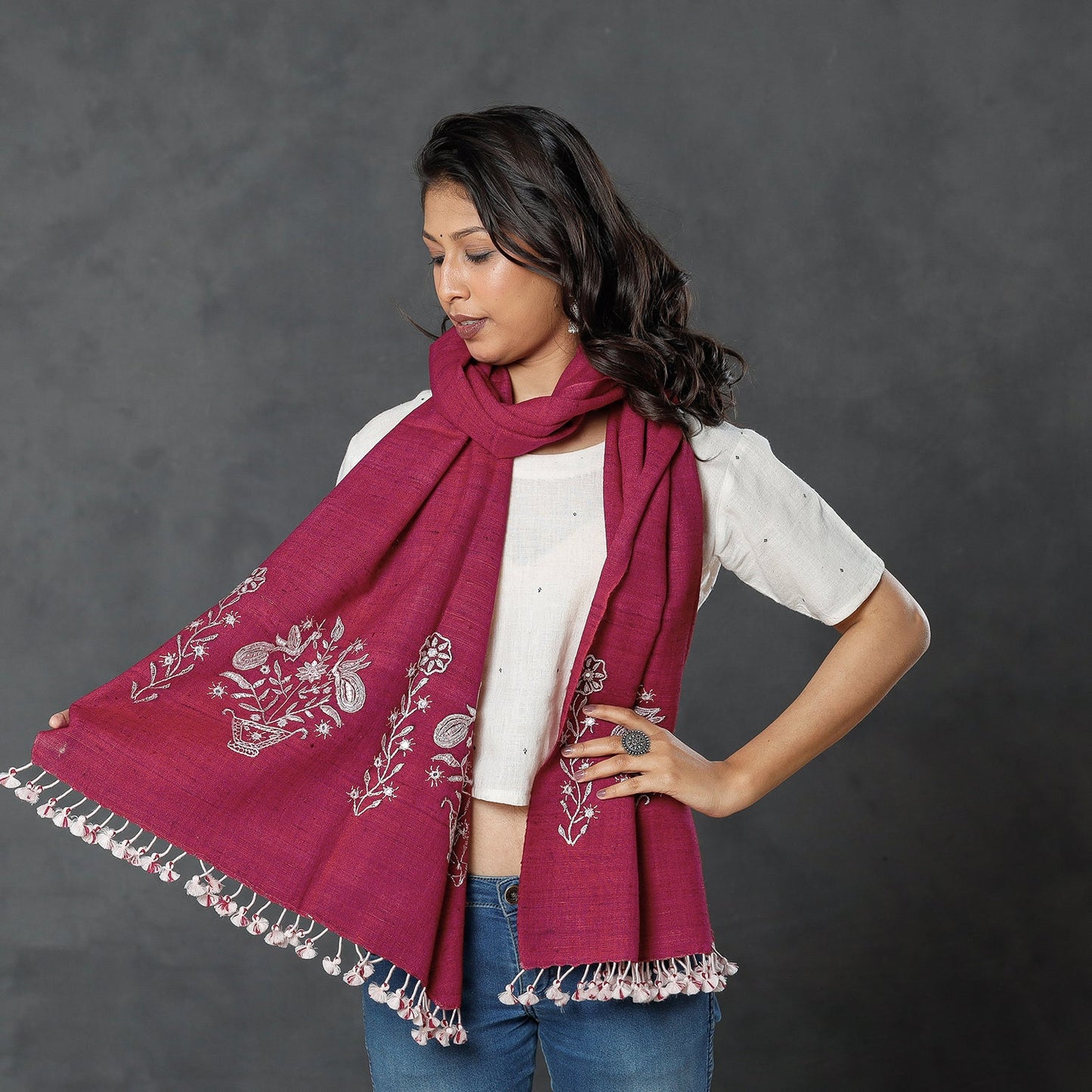 Kutch Handwoven Clamp Dyed Shibori Silk x Merino Wool Shawl
