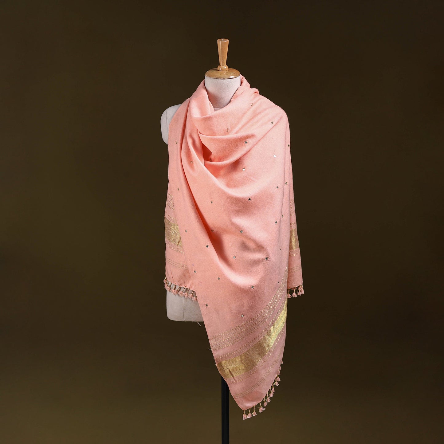 Pink - kutch handwoven zari & mirror work acrylic wool