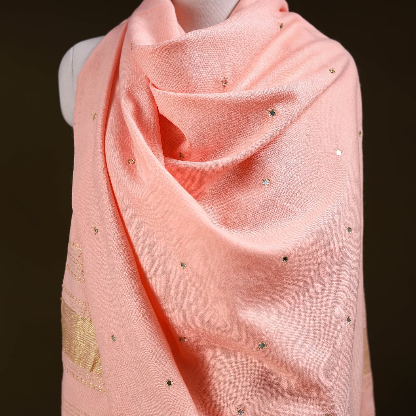 Pink - kutch handwoven zari & mirror work acrylic wool