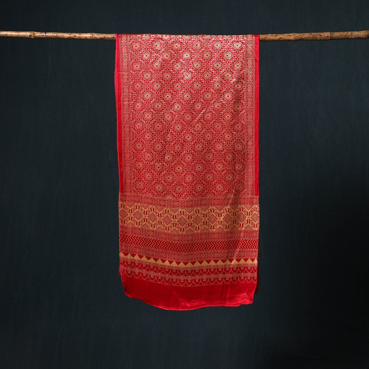 Kutch printed mashru silk stole 26 - handcrafted