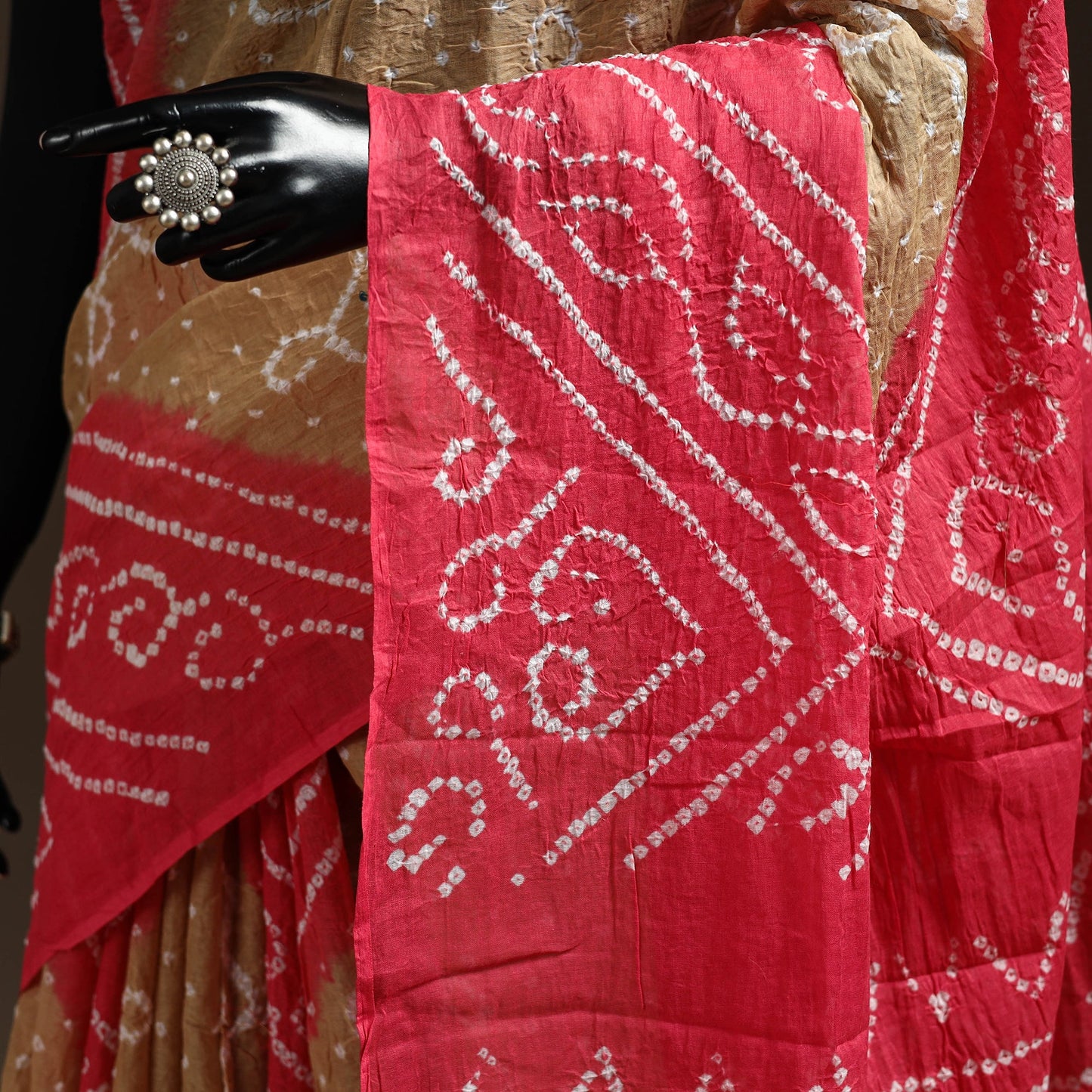 Pink - kutch tie-dye cotton bandhani saree with blouse 08