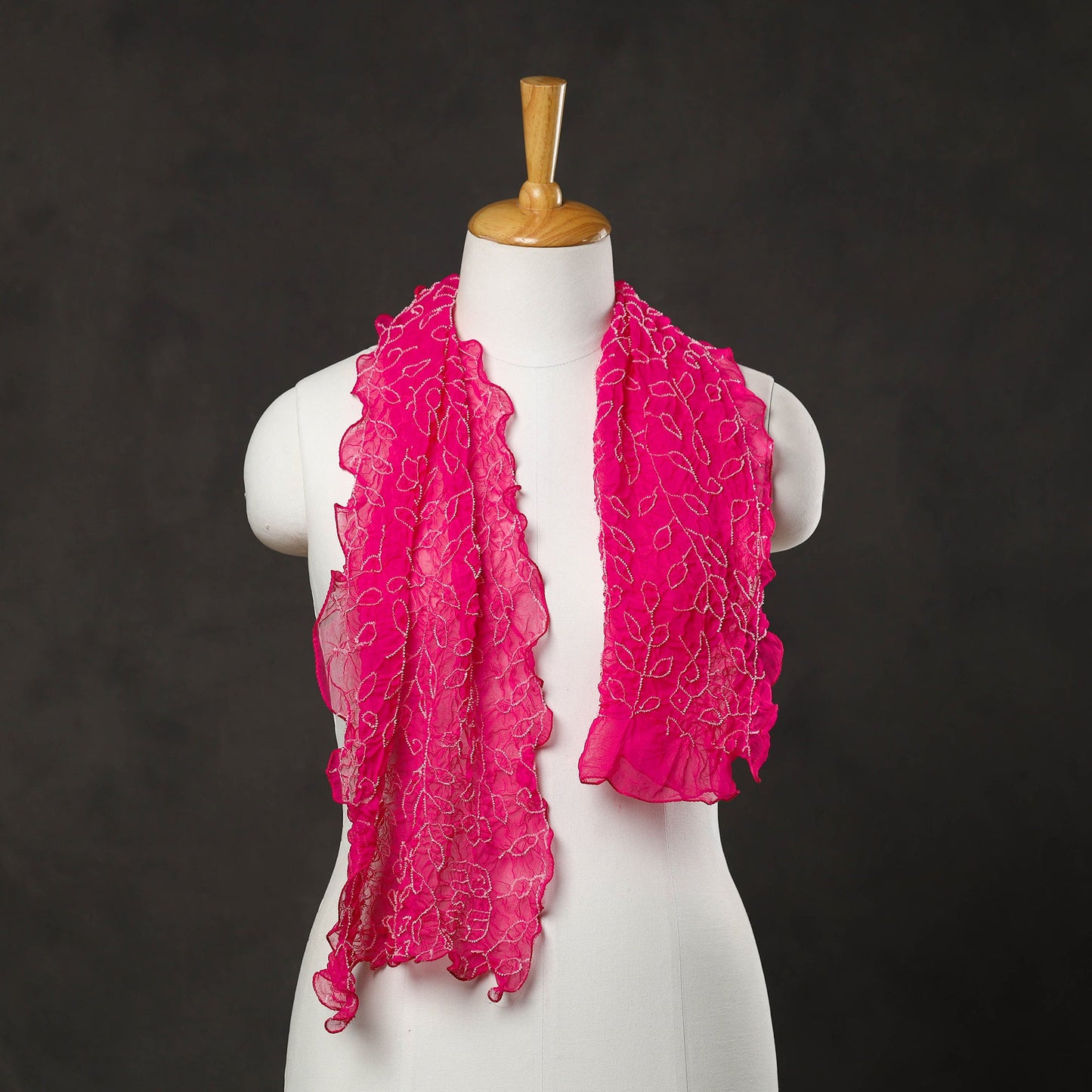 Kutch Tie & Dye Pink Georgette Bandhani Stole