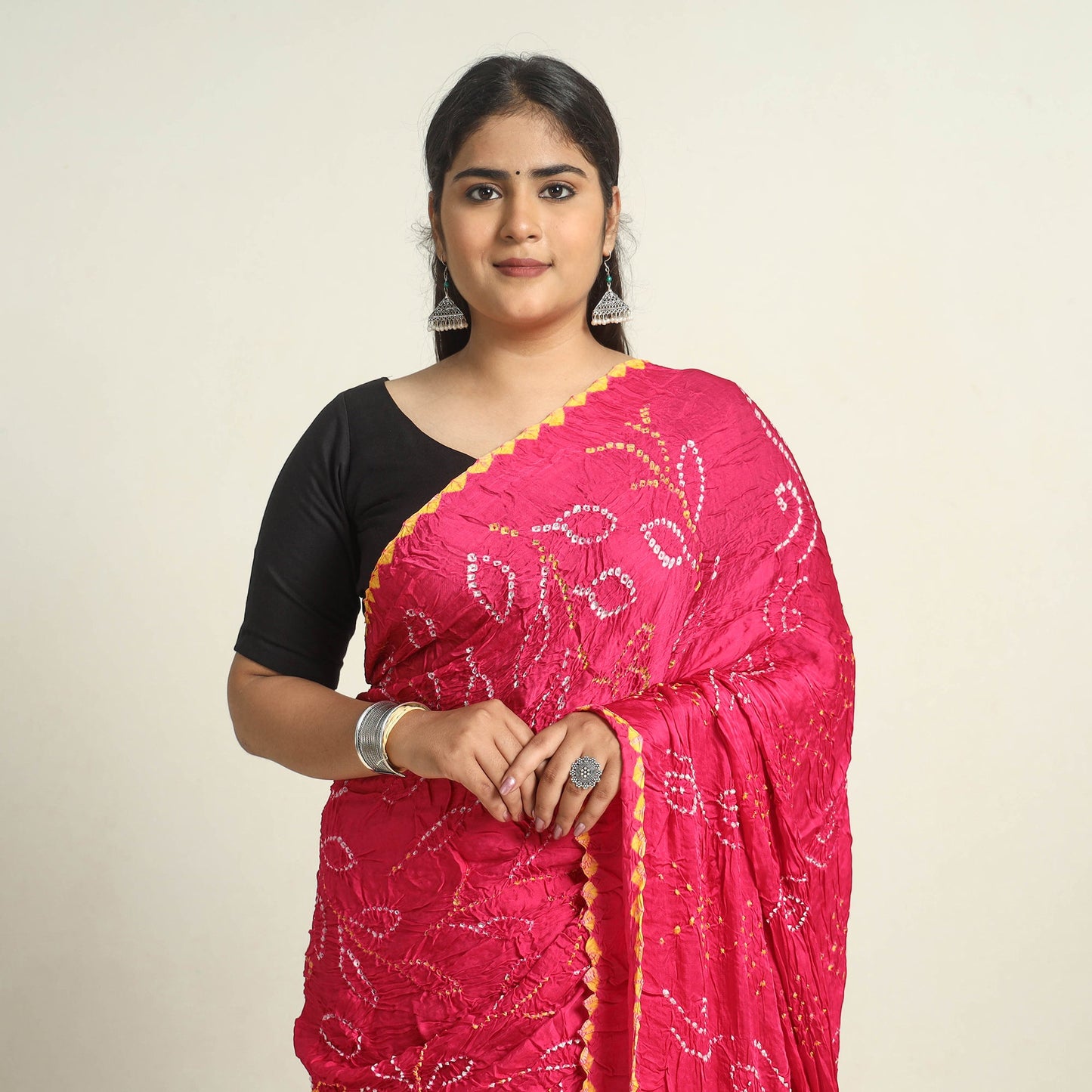 Pink Kutch Tie-Dye Bandhani Saree