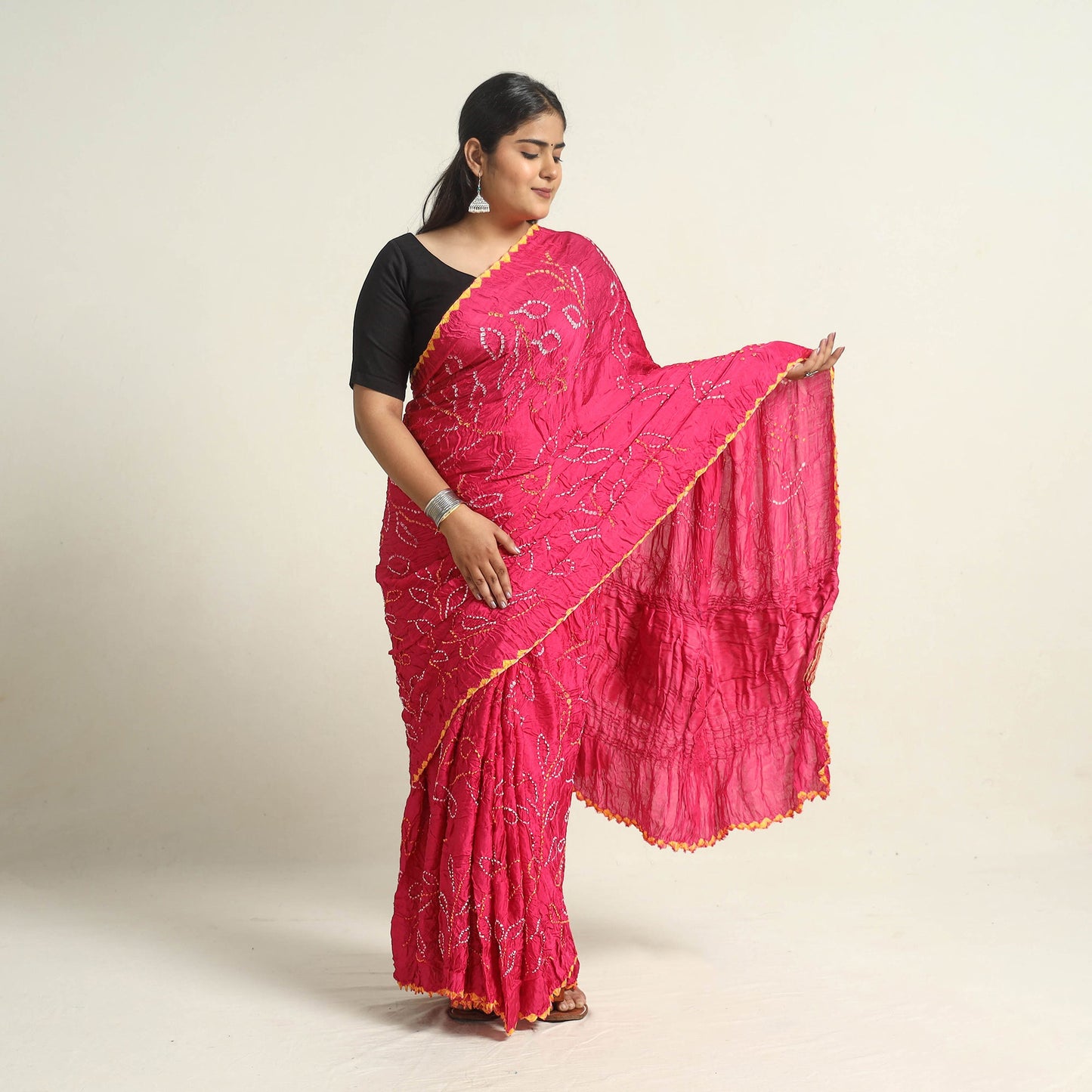 Pink Kutch Tie-Dye Bandhani Saree