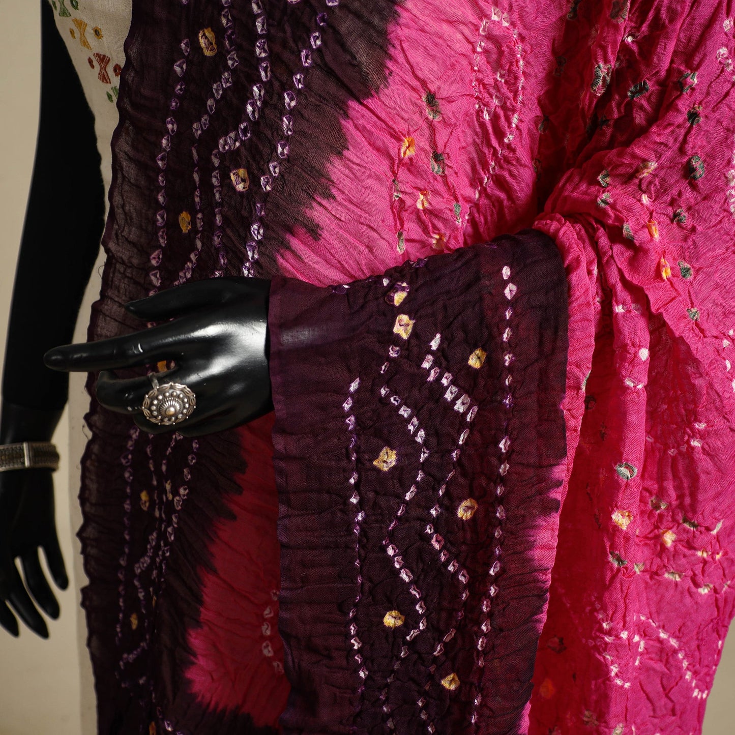 Pink - kutch tie-dye mul cotton bandhani dupatta 92