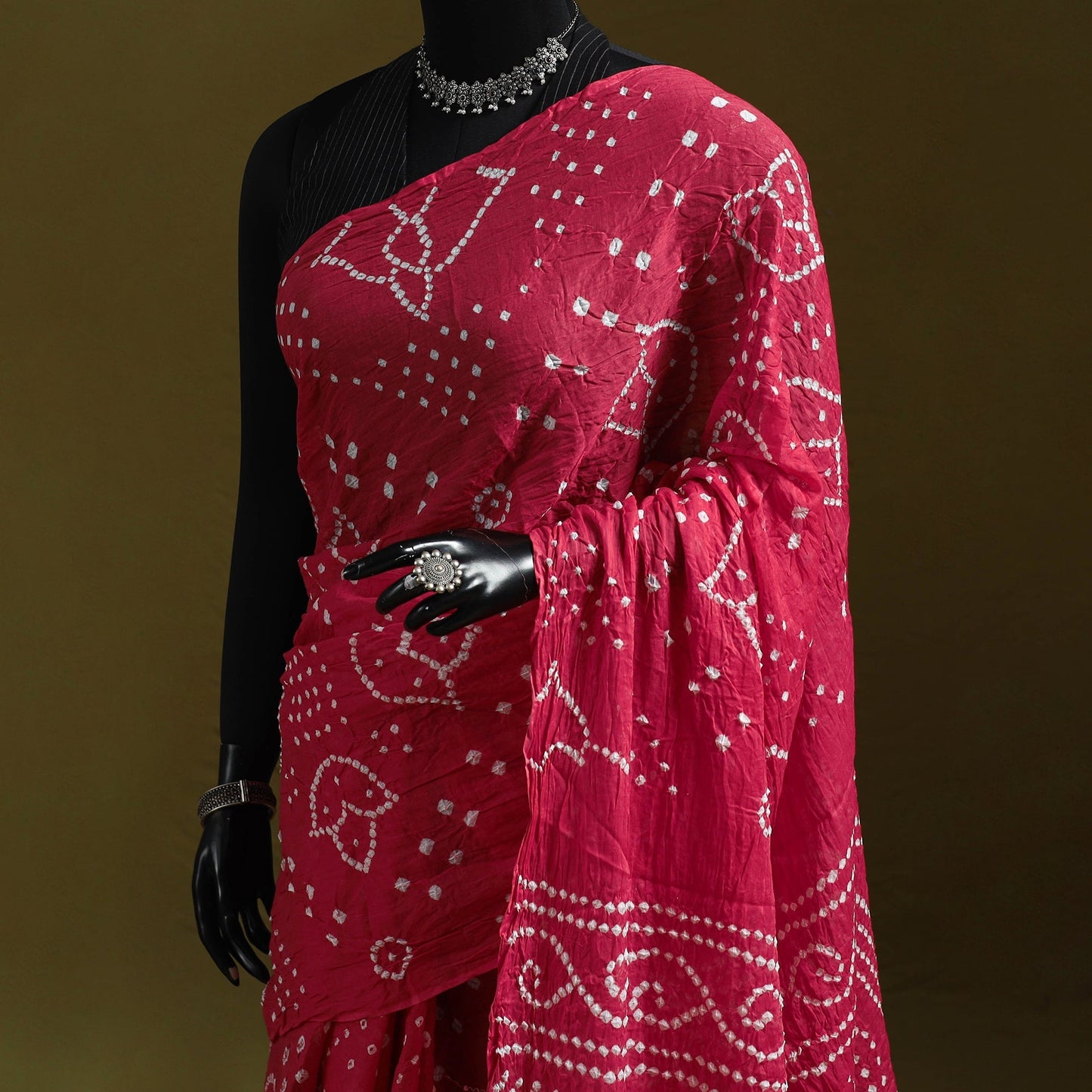 Kutch tie-dye pure cotton bandhani saree 09 - handcrafted