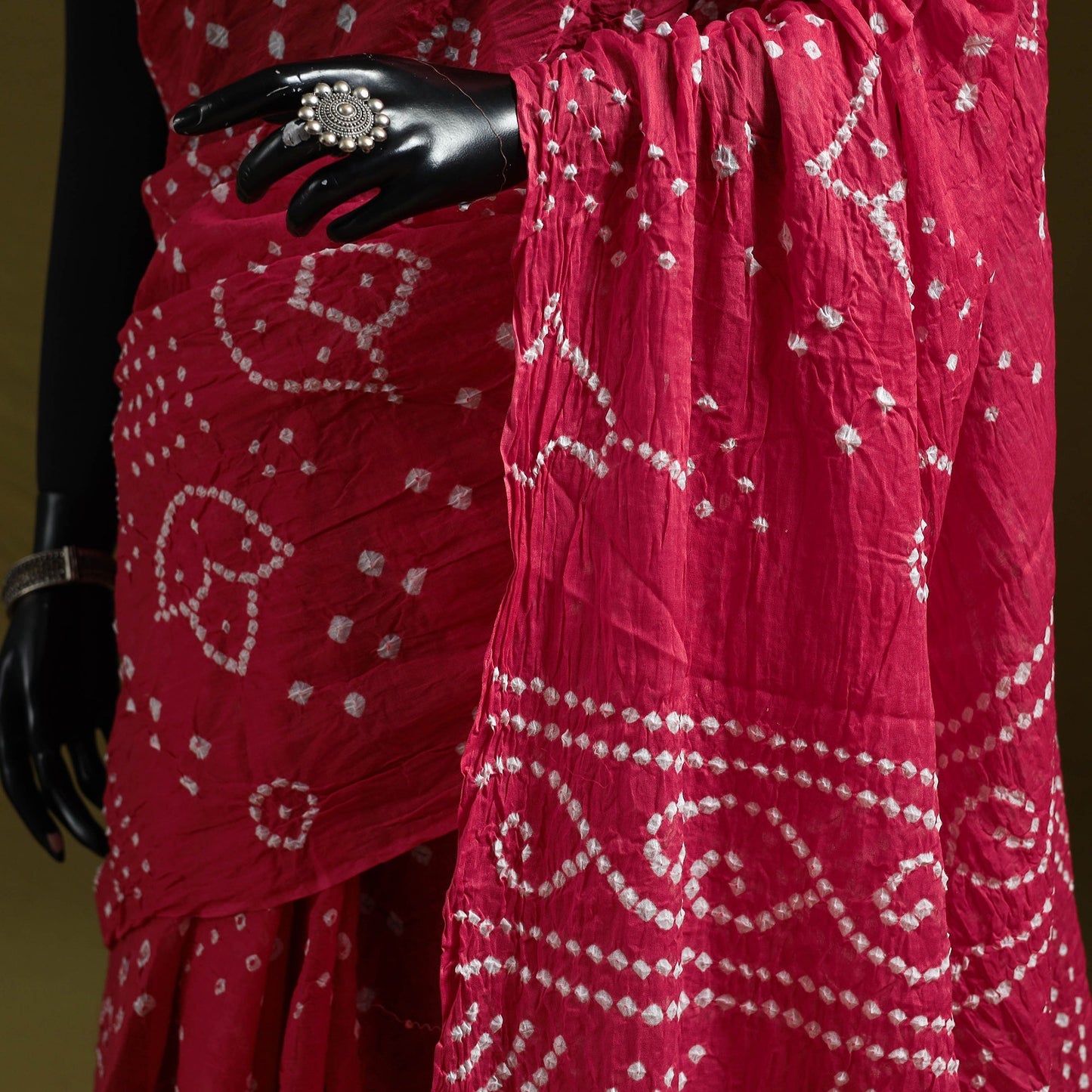 Kutch tie-dye pure cotton bandhani saree 09 - handcrafted