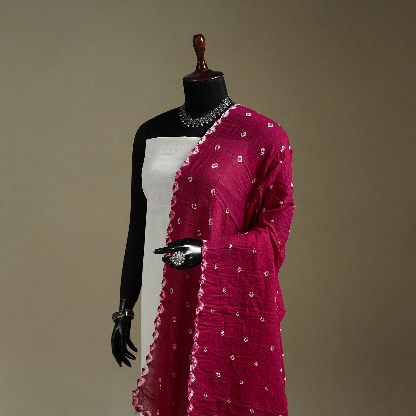 Kutch tie-dye mul cotton shibori bandhani dupatta 43