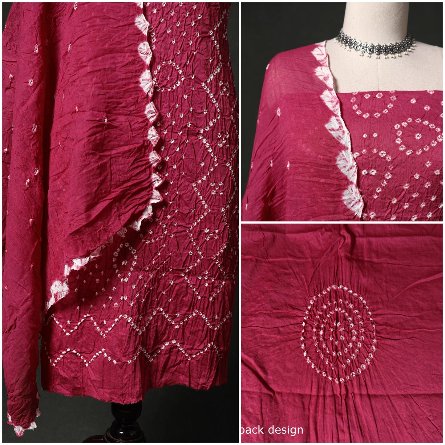 Kutch tie-dye satin cotton bandhani 3pc unstitched dress