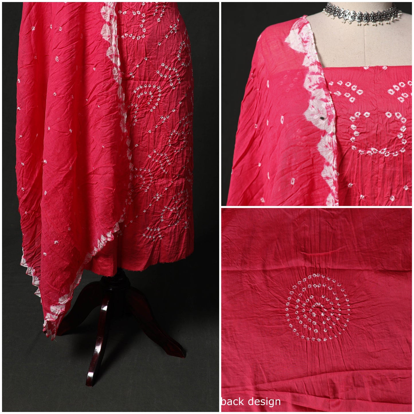 Kutch tie-dye satin cotton bandhani 3pc unstitched dress