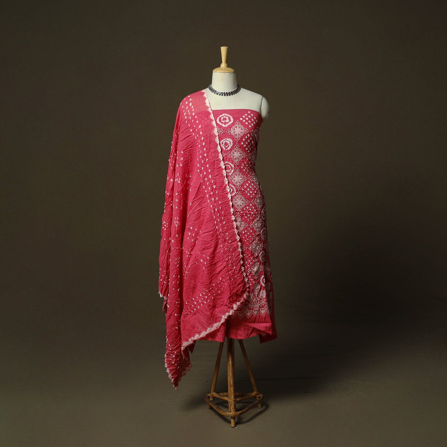 Kutch tie-dye satin cotton bandhani 3pc unstitched dress