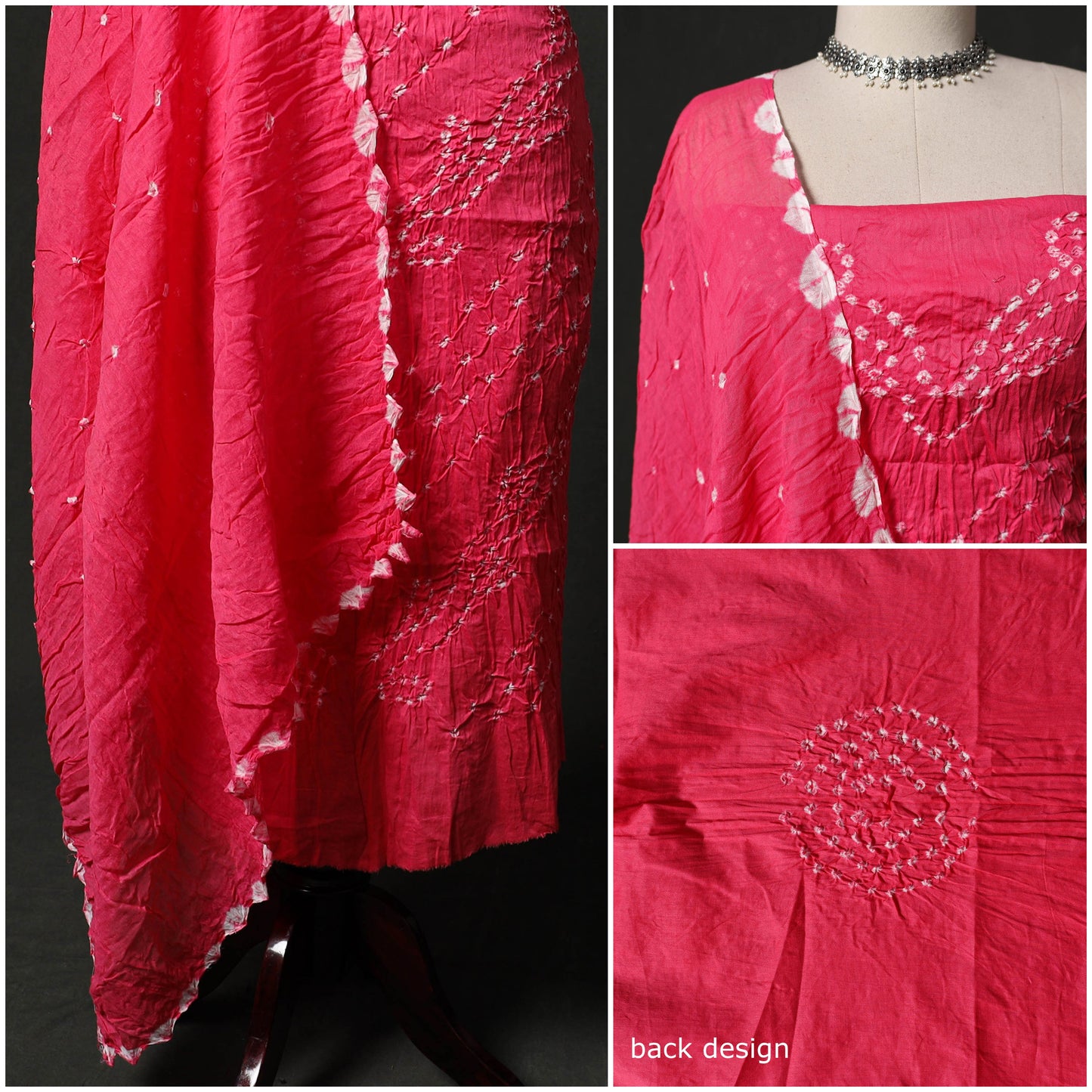 Kutch tie-dye satin cotton bandhani 3pc unstitched dress