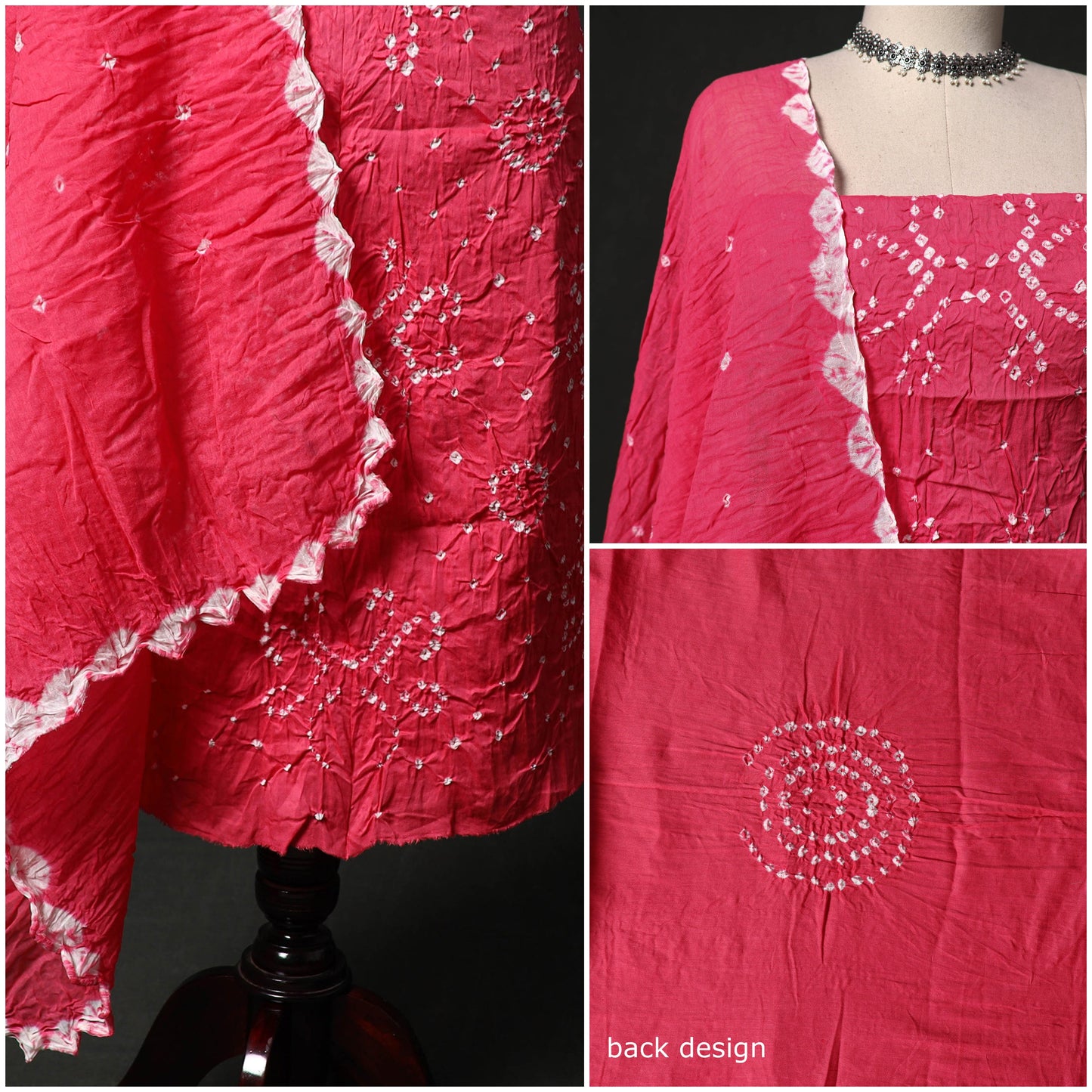 Kutch tie-dye satin cotton bandhani 3pc unstitched dress