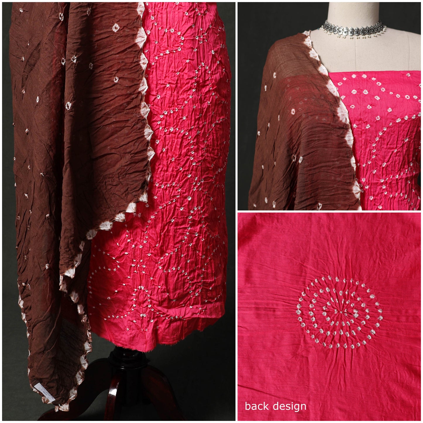 Kutch tie-dye satin cotton bandhani 3pc unstitched dress