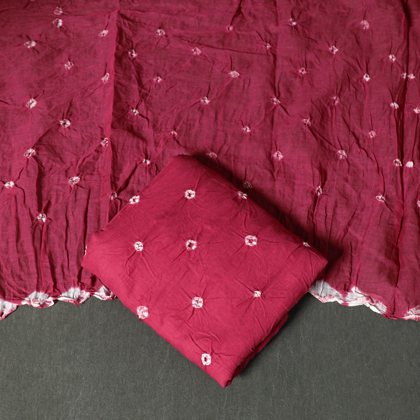 Kutch tie-dye satin cotton bandhani 3pc unstitched dress